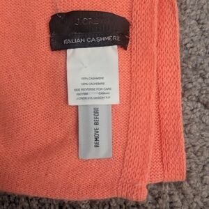 NWOT J. Crew Luxurious Long Coral 100% Cashmere Scarf in perfect condition